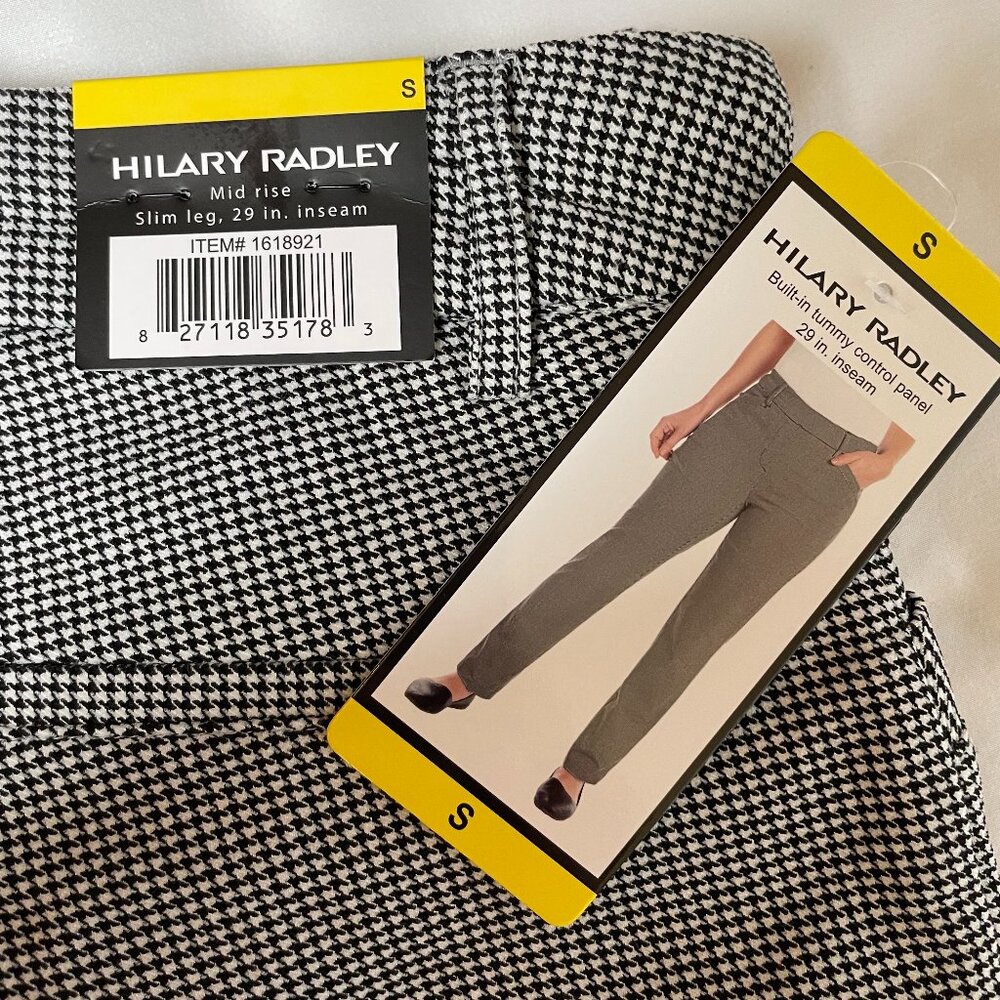 Hilary Radley Houndstooth Ankle Pants Black White Pull on Style Size S - Picture 4 of 8